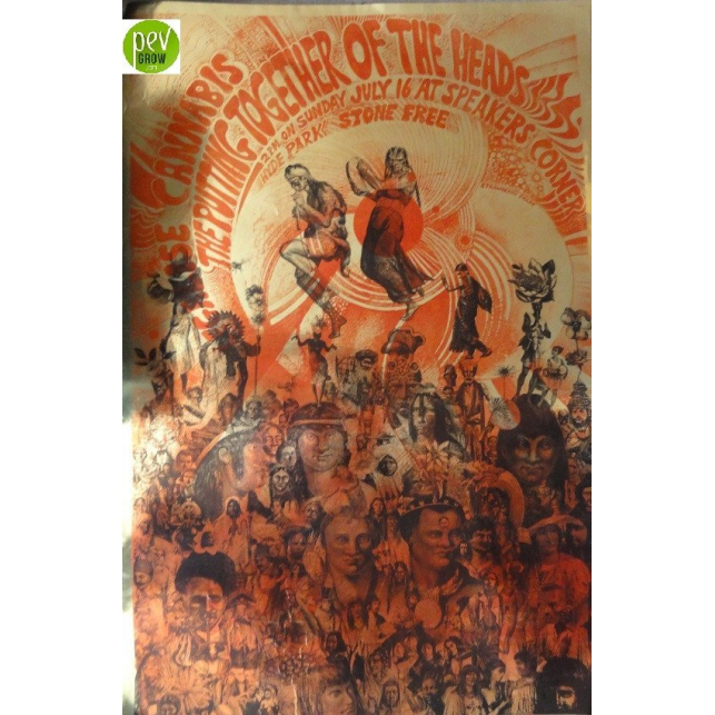 Poster Original con cornice 1967 de Martin Sharp “Legalise Cannabis”