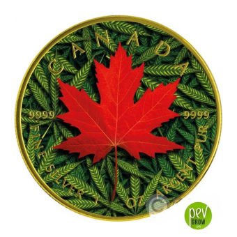 Pièce en argent 5 Dollars canadiens Cannabis