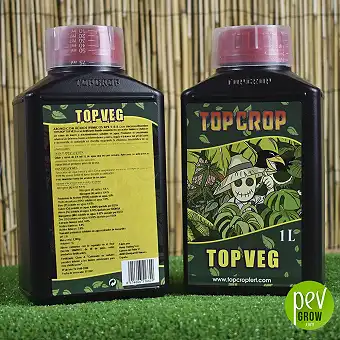 Top Veg de Top Crop ,en formato de 1L , en botella de plástico reforzado de color negro.