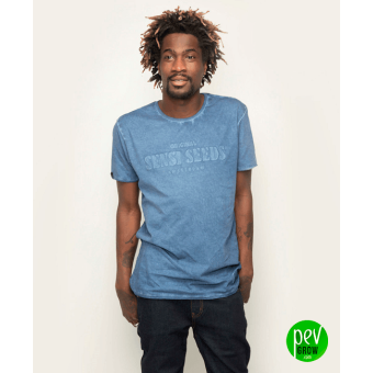 Oil Dyed Bold T-Shirt Denim Blue