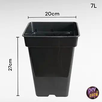 Black Plastic Square Pot 7...