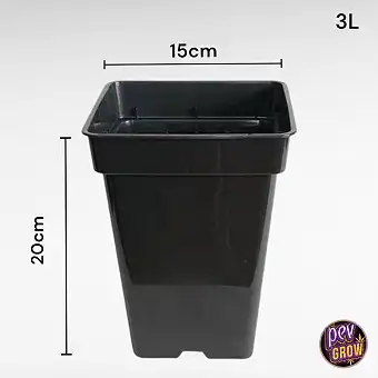 Svart plast firkantet potte...