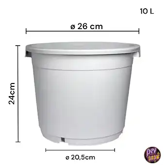 Бяла кръгла саксия 10 л –...