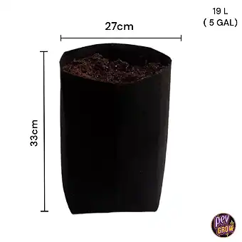 Black square fabric pot...