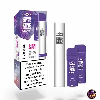 2 Cartuchos recargables Pod AK Smart Uva 20mg + Batería Aroma King