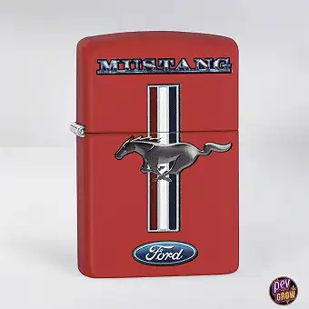 Accendino Zippo Ford Mustang Rosso Opaco Logo