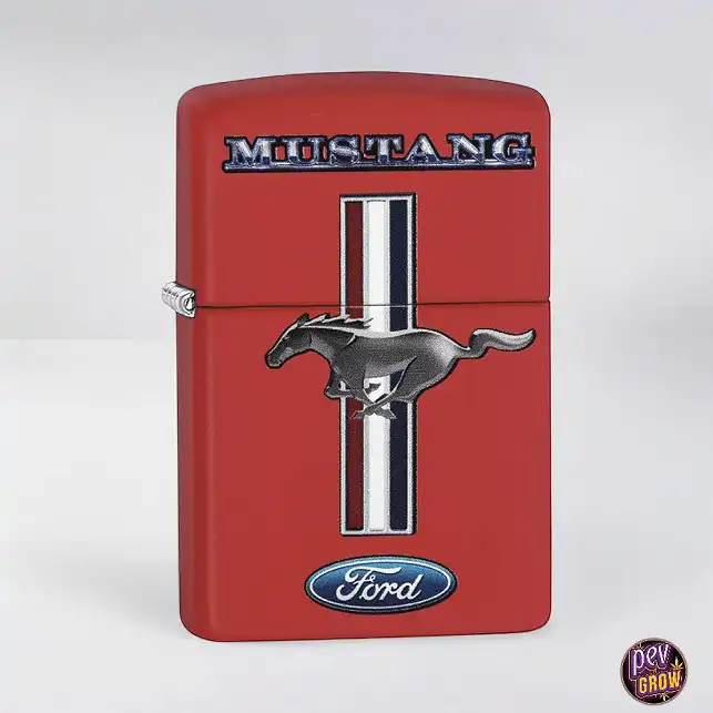 Accendino Zippo Ford Mustang Rosso Opaco Logo