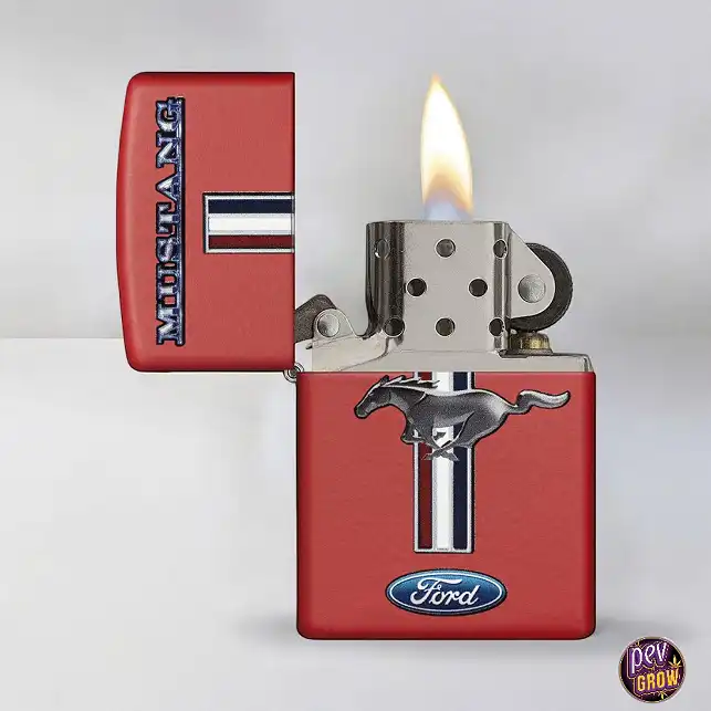 Encendedor Zippo Ford Mustang Red Matte Logo