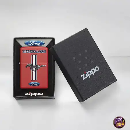 Briquet Zippo Ford Mustang Rouge Mat Logo