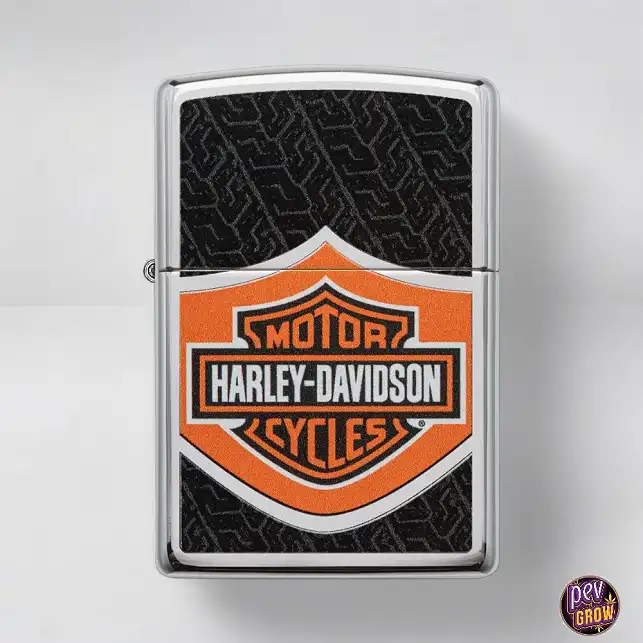 Briquet Zippo Harley Davidson Orange Black Log