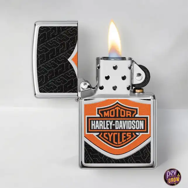 Briquet Zippo Harley Davidson Orange Black Log
