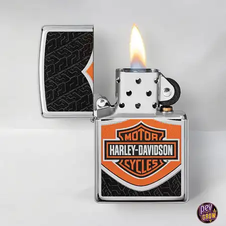 Briquet Zippo Harley Davidson Orange Black Log