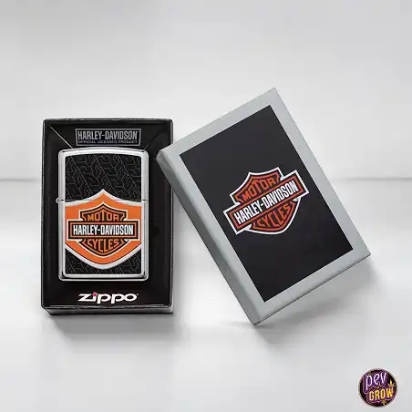 Briquet Zippo Harley Davidson Orange Black Log