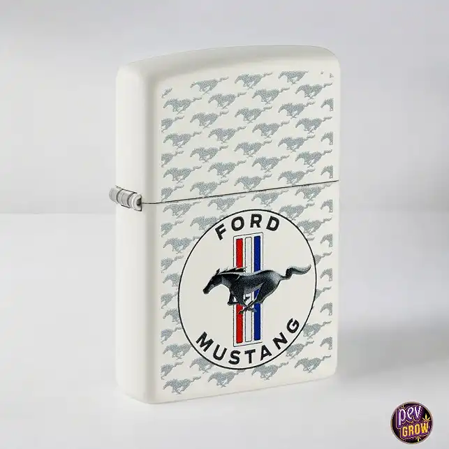 Accendino Zippo Ford Mustang White Matte Horse Bars