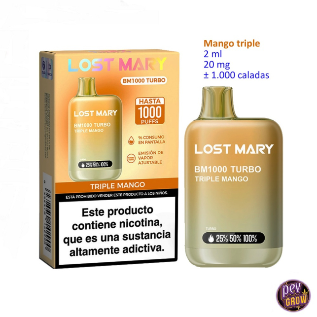 Lost Mary BM1000 Turbo Triple Mango: Intensiver 2-%-Nikotin-Einweg Vape