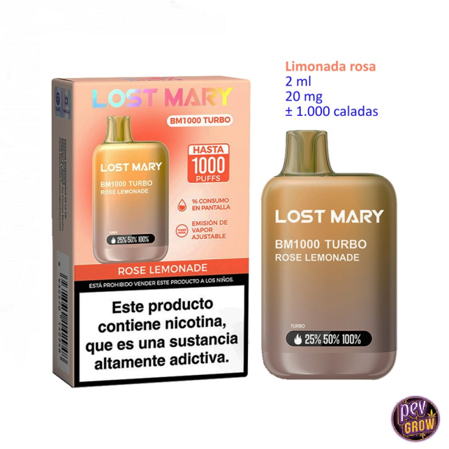 lost mary vape aufladbar Lost Mary BM1000 Turbo Rose Lemonade 2 %