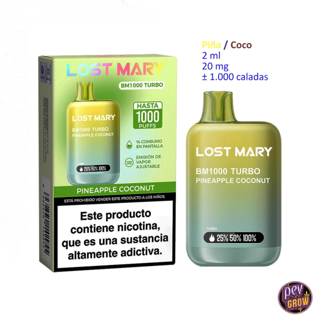 Lost Mary BM1000 Turbo Pineapple Coconut | Buy at Pevgrow Lost Mary BM1000 Turbo Pineapple Coconut | Buy at Pevgrow