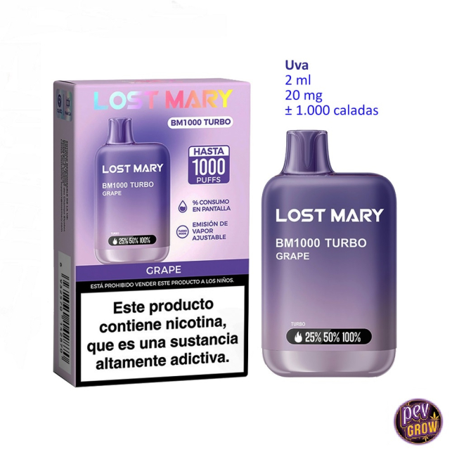 Buy Lost Mary BM1000 Turbo Grape 2%