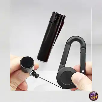 Housse noire pour briquet Clipper en silicone avec porte-clés mousqueton rétractable