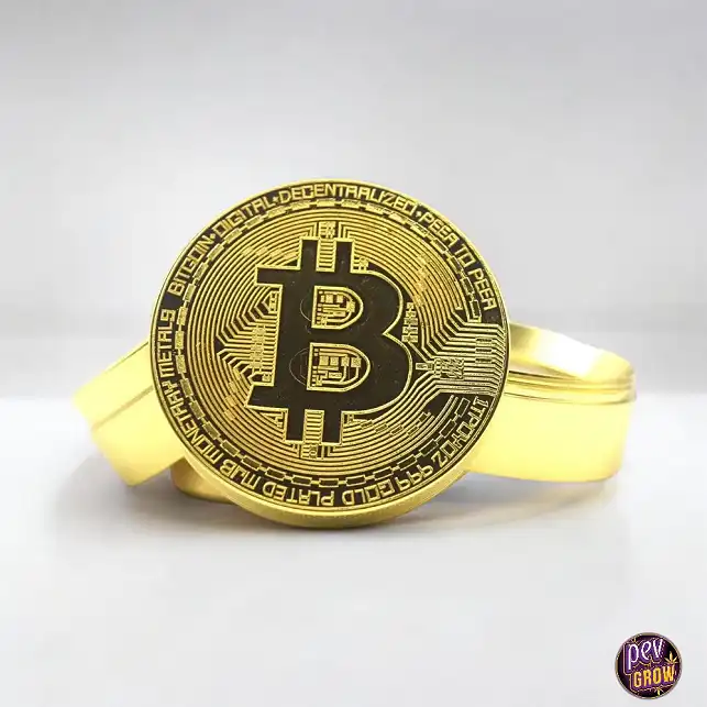 Golden Metal Grinder Bitcoin 63mm 4 Parts