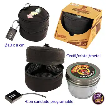 Bote de cristal con funda...
