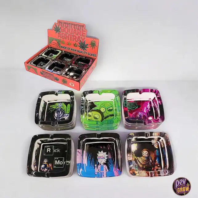 Display Collection 6 Square Glass Ashtrays Rick 9 x 9 x 4 cm
