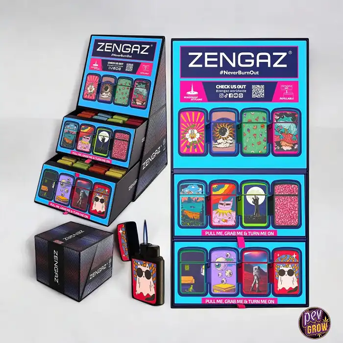 Expositor CUBO con 48 encendedores turbo jet 12 modelos diferentes