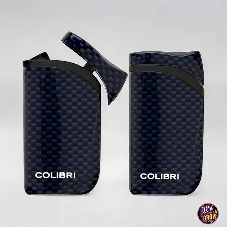 Windproof Turbo Jet Lighter «COLIBRI Falcon II» Angled Flame with Fuel Window Blue