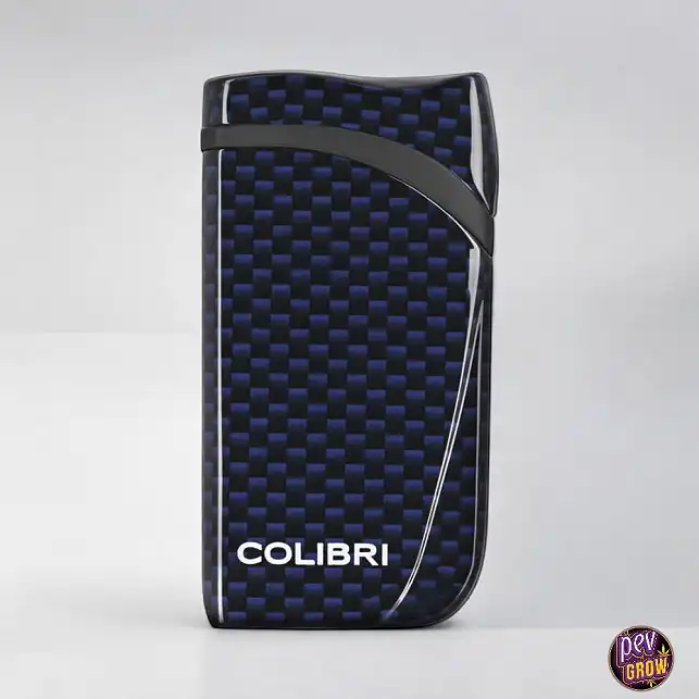 Windproof Turbo Jet Lighter «COLIBRI Falcon II» Angled Flame with Fuel Window Blue