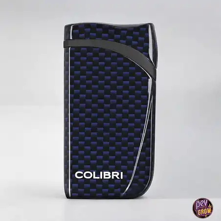 Windproof Turbo Jet Lighter «COLIBRI Falcon II» Angled Flame with Fuel Window Blue