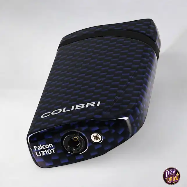 Windproof Turbo Jet Lighter «COLIBRI Falcon II» Angled Flame with Fuel Window Blue