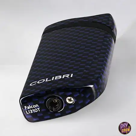 Windproof Turbo Jet Lighter «COLIBRI Falcon II» Angled Flame with Fuel Window Blue