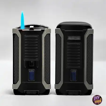 Briquet tempête turbo jet «COLIBRI Apex II» noir avec fenêtre de combustible