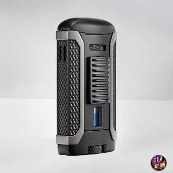 Accendino a soplete antivento turbo jet «COLIBRI Apex II» nero con finestra per il combustibile
