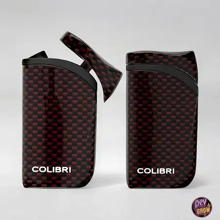 Windproof Turbo Jet Lighter «COLIBRI Falcon II» Angled Flame with Fuel Window Red