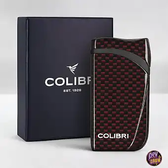 Windproof Turbo Jet Lighter «COLIBRI Falcon II» Angled Flame with Fuel Window Red
