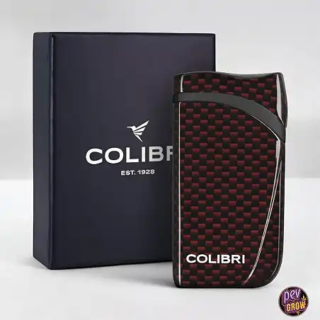 Mechero soplete antiviento turbo jet «COLIBRI Falcon II» llama en ángulo con ventana de combustible Rojo