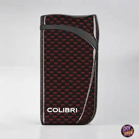 Windproof Turbo Jet Lighter «COLIBRI Falcon II» Angled Flame with Fuel Window Red