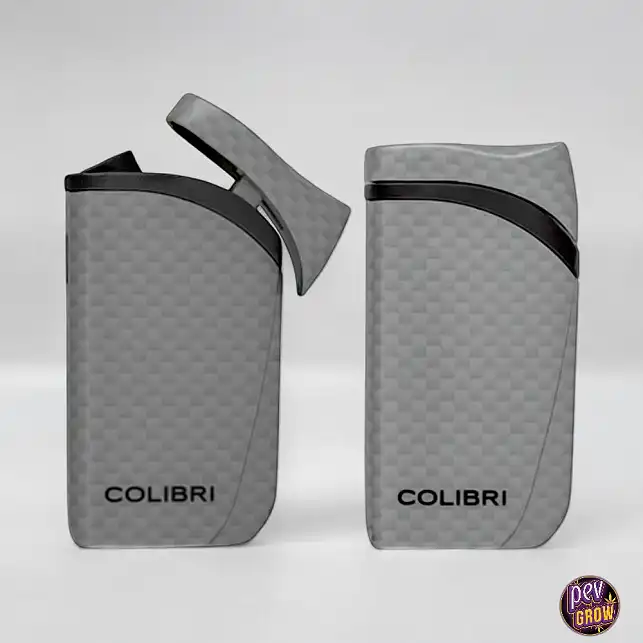 Windproof Turbo Jet Lighter «COLIBRI Falcon II» Angled Flame with Fuel Window Silver