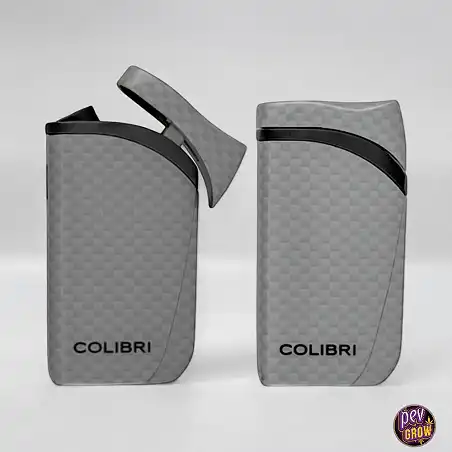 Windproof Turbo Jet Lighter «COLIBRI Falcon II» Angled Flame with Fuel Window Silver