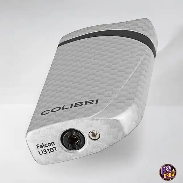 Accendino a torcia antivento turbo jet «COLIBRI Falcon II» fiamma angolata con finestra del combustibile Argento