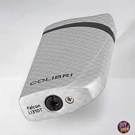 Windproof Turbo Jet Lighter «COLIBRI Falcon II» Angled Flame with Fuel Window Silver