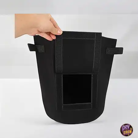 Pot en tissu avec des poignées d'aération couleur noire 34x28cm