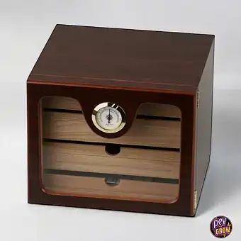 Cave à cigares 4 tiroirs avec porte transparente, hygromètre et humidificateurs 24 x 23 x 22 cm