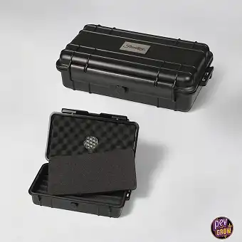 Black plastic humidor with humidifier 23 x 13 x 6.8 cm