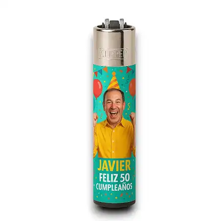 Custom Clipper lighter with full-color design and brand logo.