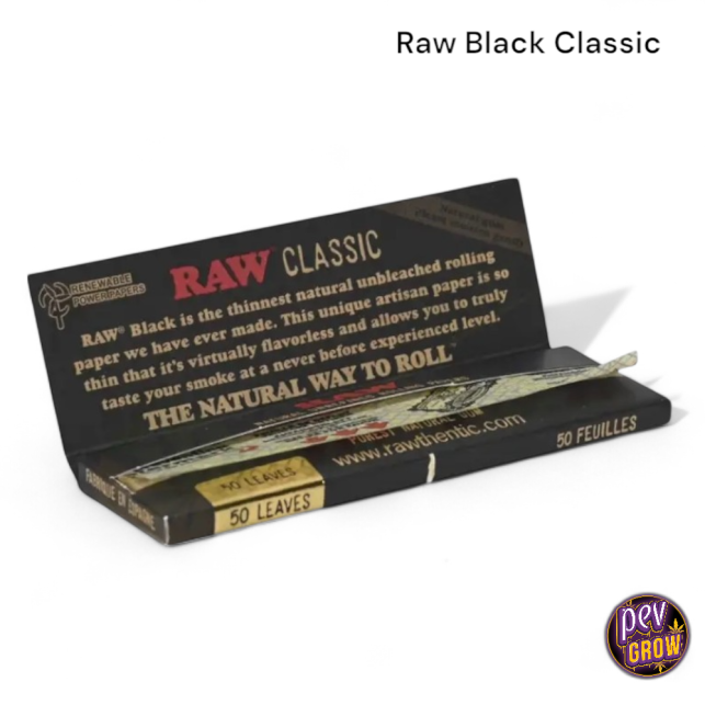 RAW Black Single Wide, Regular Papers, Extra-fine, 50 Short Leaves Pe