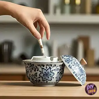 Cendrier Porcelaine Bleu &...
