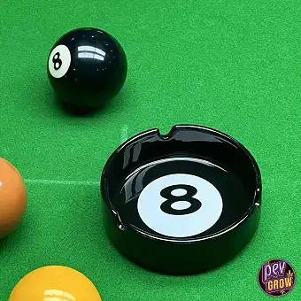8 Ball Black Ceramic Ashtray