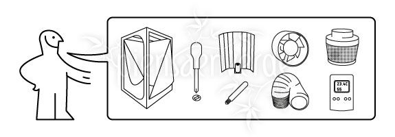 Elements necessary to set up a marijuana grow kit